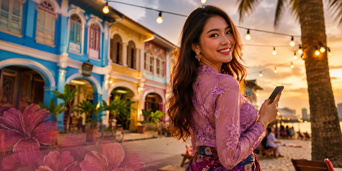 Pemain menggunakan aplikasi mudah alih emma803 di Pulau Pinang